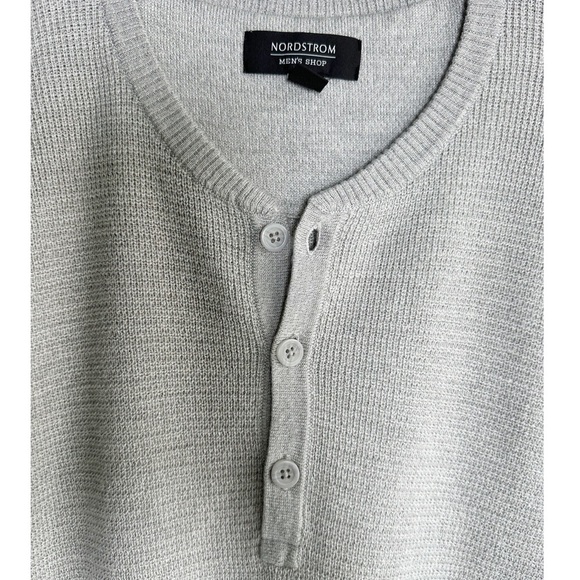 Nordstrom Men’s Henley Sweater Wool Blend Gray Size Large 3 Buttons Quite Luxury - Picture 2 of 5